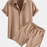 Texture Jacquard Shirt & Shorts Set
