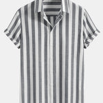 Striped Cotton Blend Button Up Shirt