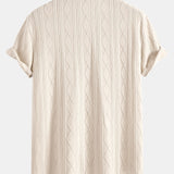 Knitted Geometric Rhombus Jacquard Button Up Shirt