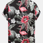 Flamingo Flower Print Shirt & Swim Shorts Set
