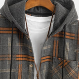 Relax Fit Heavy Weight Flannel Plaid Hooded Shirt