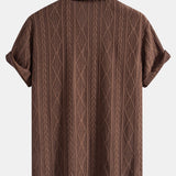 Geometric Jacquard Eyelet Cuban Shirt & Straight Leg Linen Pants Set