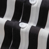 Striped Stand Collar Shirt & Swim Shorts Set