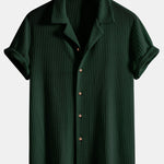 Short Sleeve Knitted Waffle Cuban Shirt