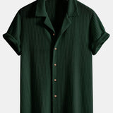 Short Sleeve Knitted Waffle Cuban Shirt