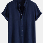 Stand Collar Textured Shirt