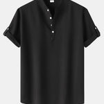 Short Sleeve Linen Henley Shirt