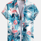 Flamingo Tropical Print Shirt & Swim Shorts Set