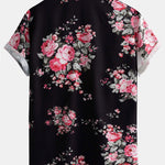 Two Tone Rose Print Shirt & Swim Shorts Set