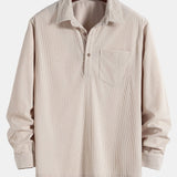 Long Sleeve Polo Neck Corduroy Shirt & Shorts Set