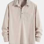 3 Pieces Long Sleeve Polo Neck Corduroy Shirt