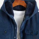 Fleece Lined Corduroy Hooded Overshirt