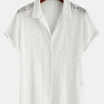 Geometry Textured Cuban Shirt & Shorts Set