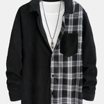 Plaid Corduroy Patchwork Shirt & Corduroy Jogger Pants Set