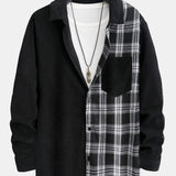 Plaid Corduroy Patchwork Shirt & Corduroy Jogger Pants Set