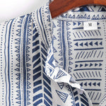 Tribal Geometric Print Half Placket Henley Collar Shirt