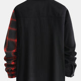 Long Sleeve Corduroy Plaid Panel Shirt & Corduroy Jogger Pants Set