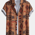 Aztec Geometric Print Shirt & Swim Shorts Set