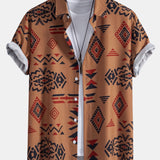 Aztec Geometric Print Shirt & Swim Shorts Set