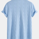 Knitted Geometric Rhombus Jacquard Button Up Shirt