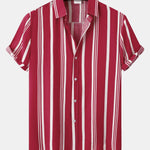 Stripe Print Shirt & Swim Shorts Set
