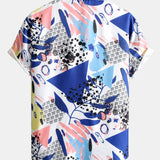 Geometric Leaf Print Button Up Shirt