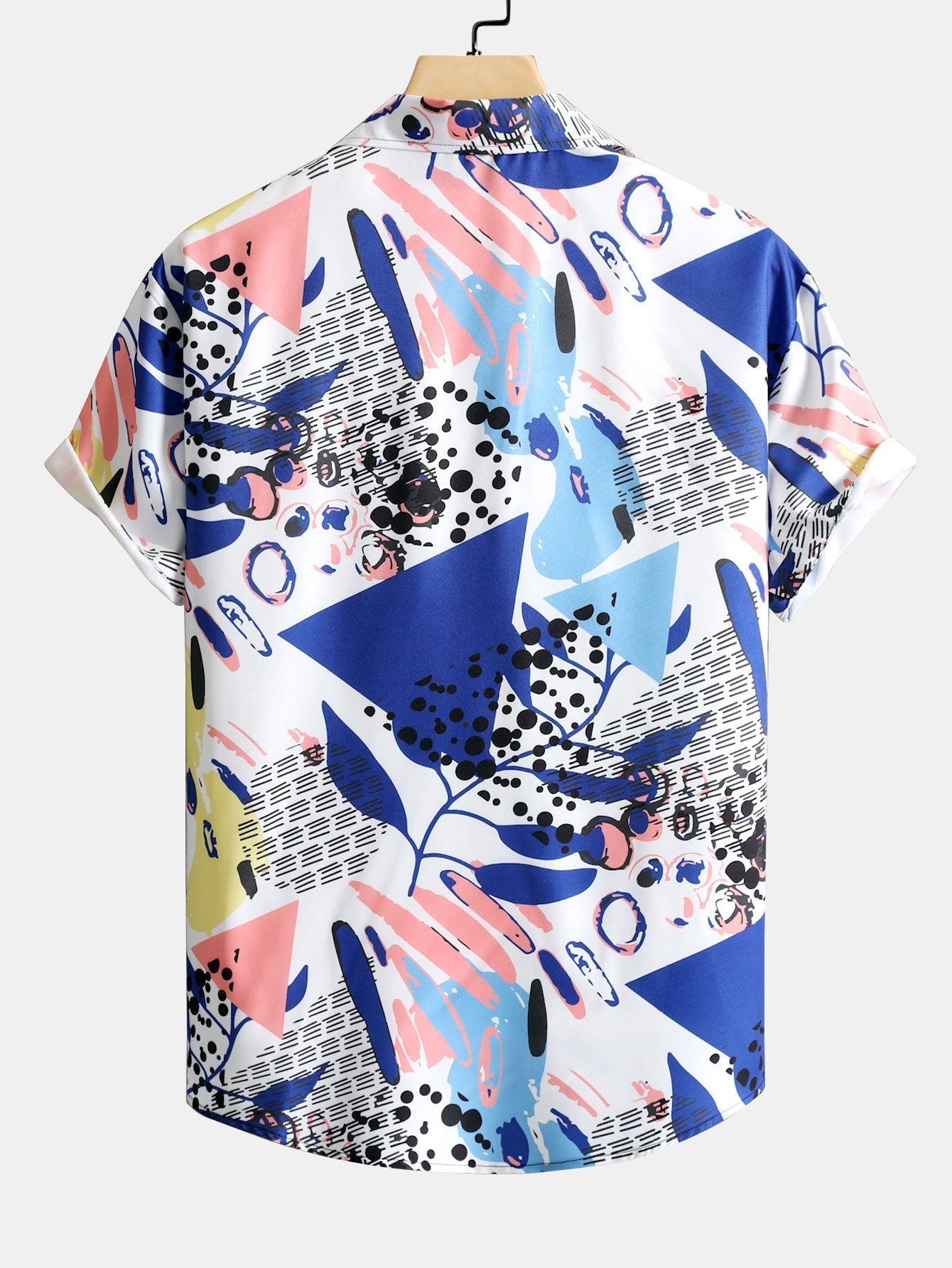 Geometric Leaf Print Button Up Shirt