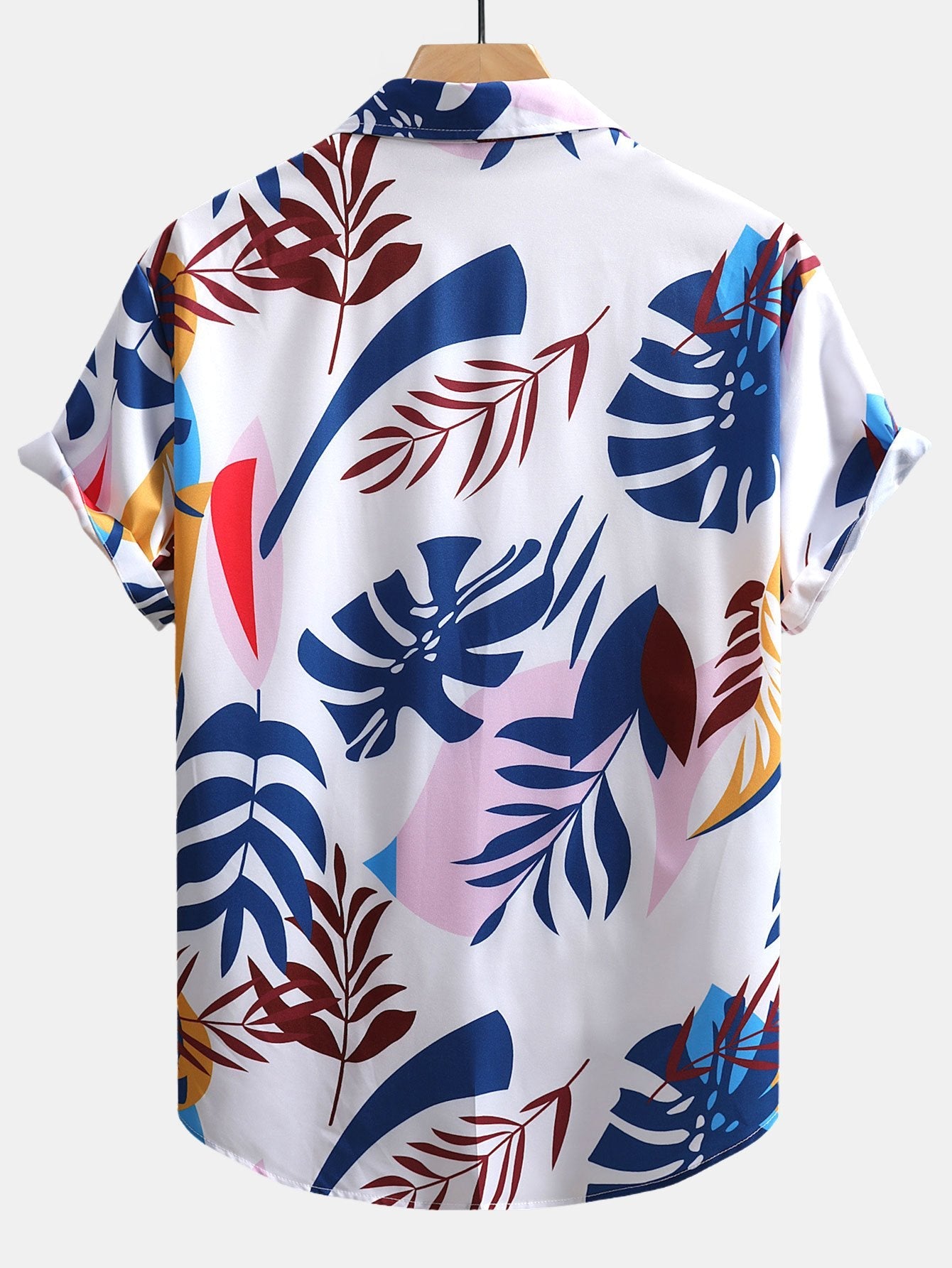 Colorful Leaf Print Button Up Shirt