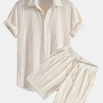 Wave Textured Shirt & Shorts Set