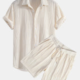 Wave Textured Shirt & Shorts Set