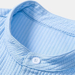 Long Sleeve Muscle Fit Ribbed Stand Collar Shirt