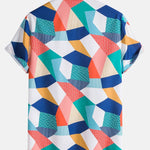 Color Block Geometric Print Shirt & Swim Shorts Set