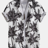 Palm Tree Print Shirt & Striped Swim Shorts Set