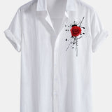 Splash Rose Print Linen Cotton Shirt & Swim Shorts Set