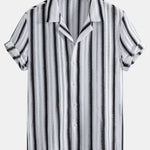 Striped Cutout Cuban Shirt