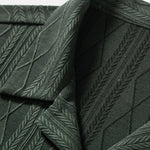 Knitted Geometric Rhombus Jacquard Cuban Shirt & Crinkle Textured Pants Set