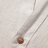 V Neck Linen Rayon Blend Shirt & Straight Leg Linen Pants Set