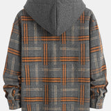 Relax Fit Heavy Weight Flannel Plaid Hooded Shirt