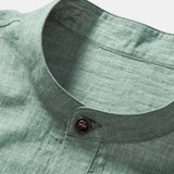 Long Sleeve Half Button Fly Henley Collar Shirt