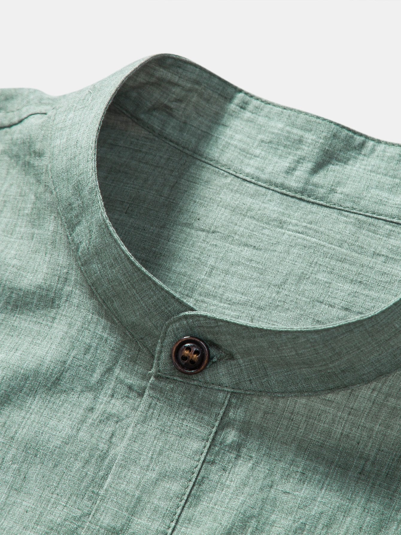 Long Sleeve Half Button Fly Henley Collar Shirt