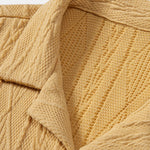 Knitted Geometric Textured Cuban Shirt & Man Mid Length Drawstring Swim Set