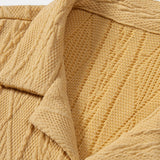 Knitted Geometric Textured Cuban Shirt & Man Mid Length Drawstring Swim Set