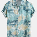 Marble Texture Print Button Up Shirt