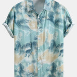 Marble Texture Print Button Up Shirt
