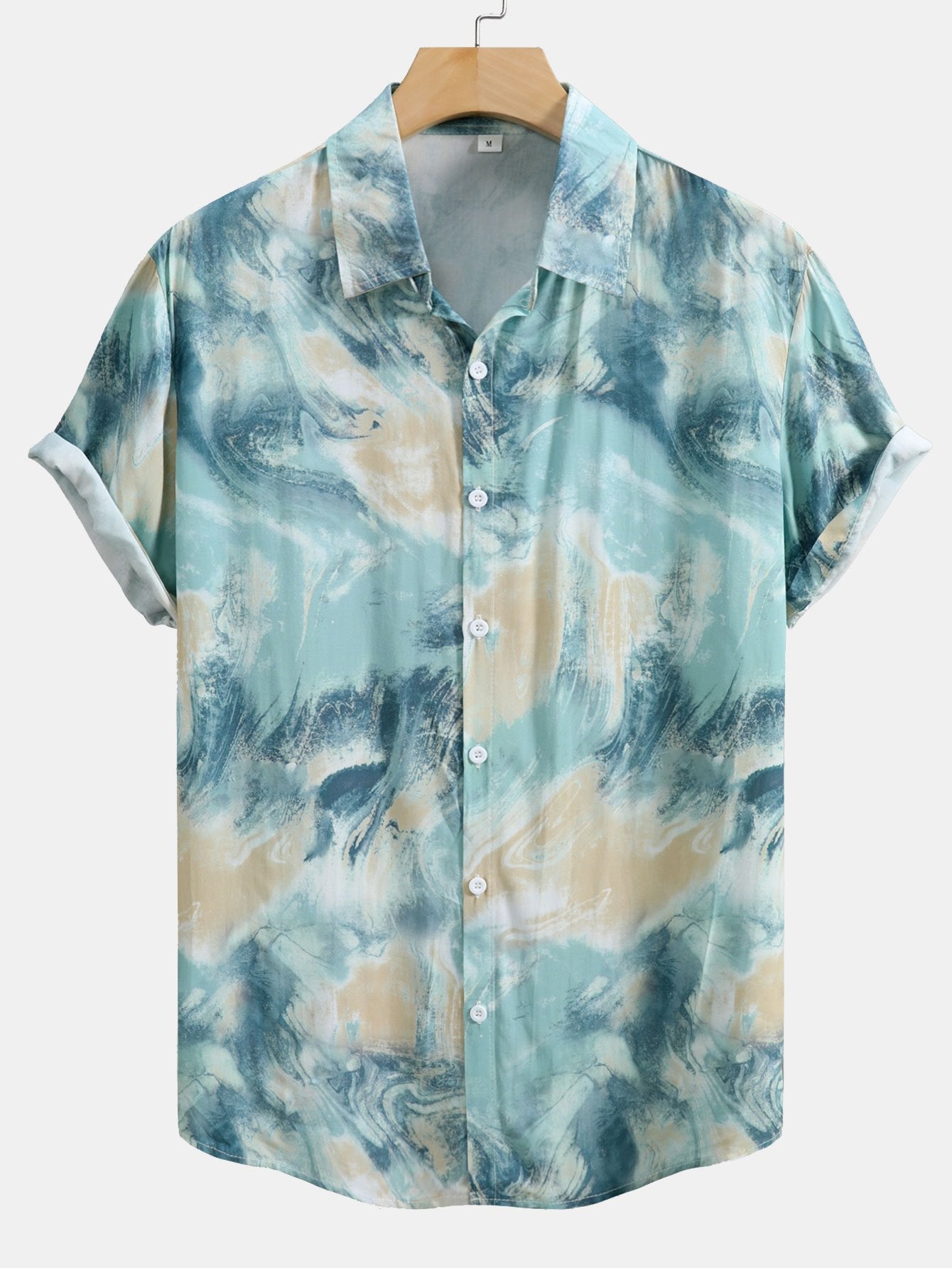 Marble Texture Print Button Up Shirt