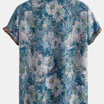 Painted Floral Jacquard Cuban Shirt & Shorts Set
