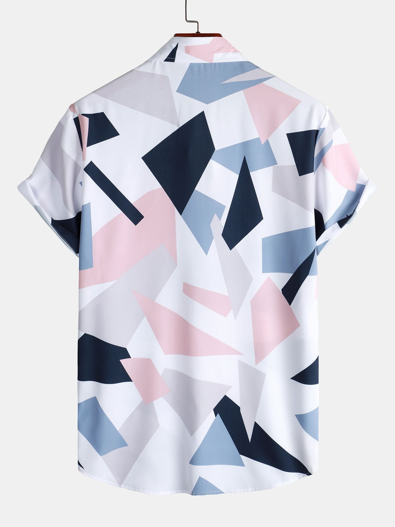 Geometric Print Button Up Shirt with Pocket