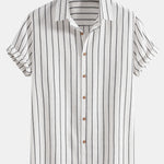 Cotton Blend Striped Button Up Shirt
