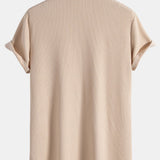 Muscle Fit Stand Collar Ribbed Shirt