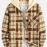 Relax Fit Heavy Weight Flannel Plaid Hooded Shirt
